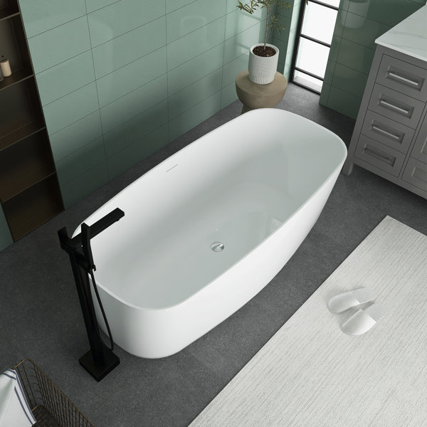 Bossicavelly 67'' x 31'' Freestanding Soaking Acrylic Bathtub Wayfair